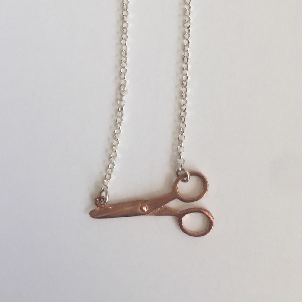 Copper Scissor Charm Necklace